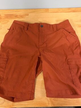 Duluth Dry on the Fly Cargo Shorts Women's 8 Orange Stretch Nylon Hiking Travel